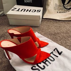Schutz Jasmine Heels, Red, 7.5B